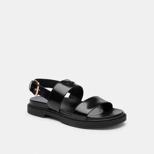 Coach Two Band Black Sandal NWT